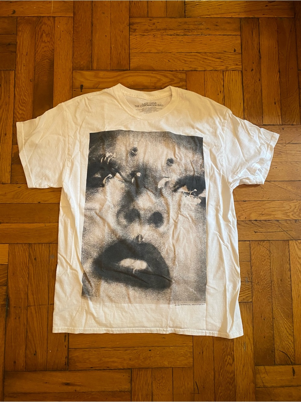White Graphic Crewneck T-Shirt || Lady Gaga Tour Shirt